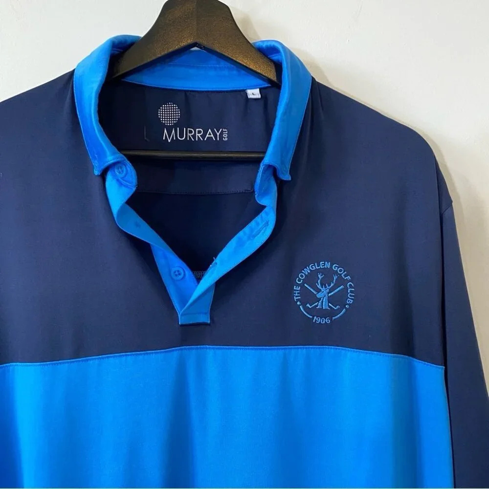Murray Golf Men's Colorblock Polo Shirt Size L Blue Navy - Cowglen Scotland - Picture 3 of 17